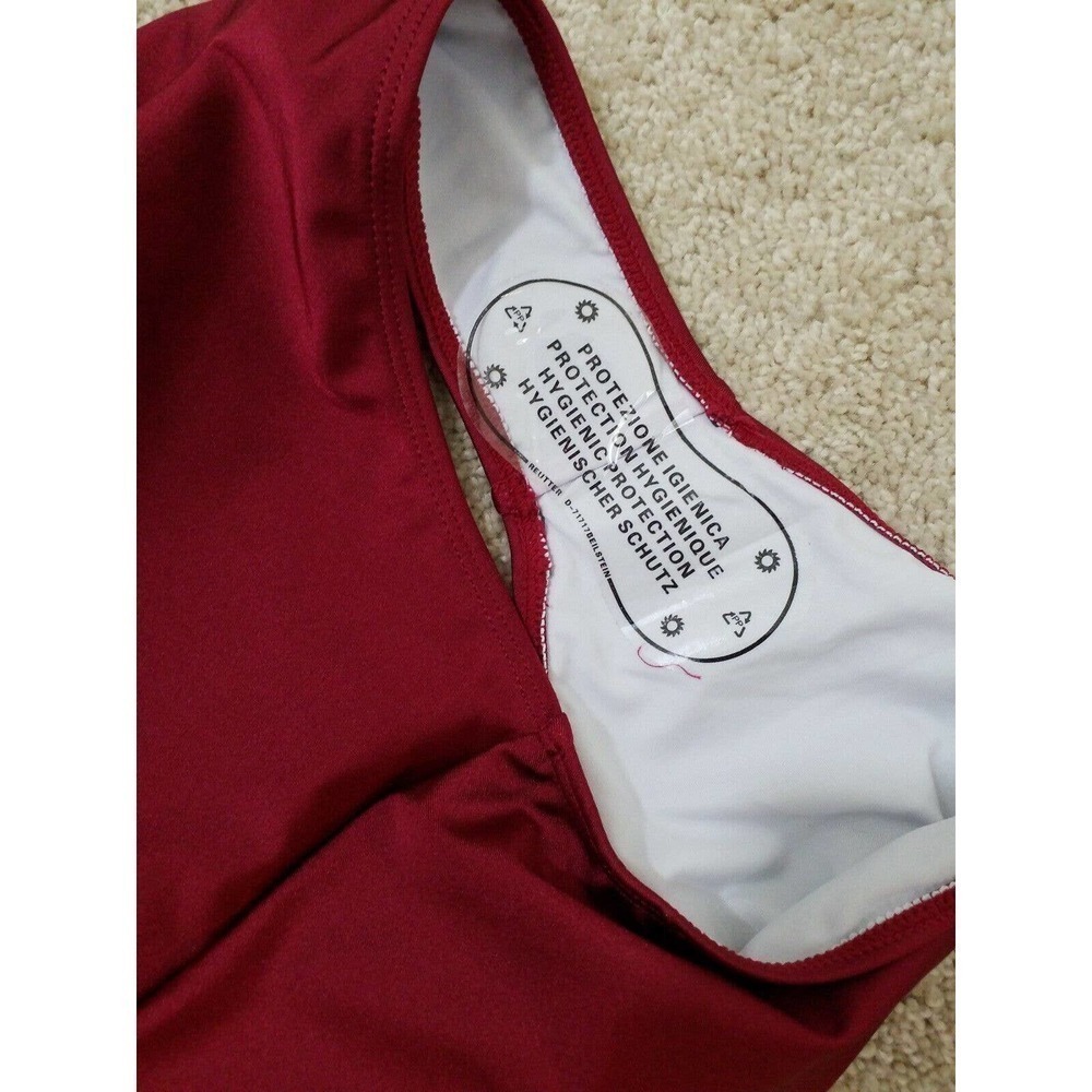CUPSHE~Woman Size S~Maroon Wine Red One Piece Swimsuit Halter NWT. - Picture 7 of 11